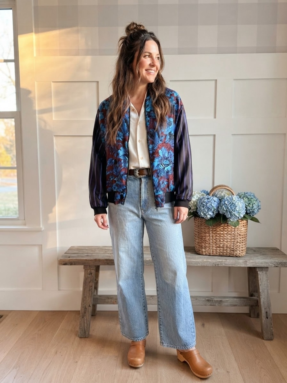 Paul Smith Blue Floral Satin Bomber Jacket